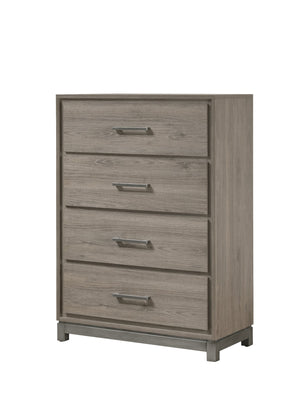 English Elm 1pc Contemporary 4-Drawer Storage Chest with Metal Handles and Luxe Metallic Accents for Bedroom Brown,Gray 37 L x 18.5 W x 51 H B2741P353148