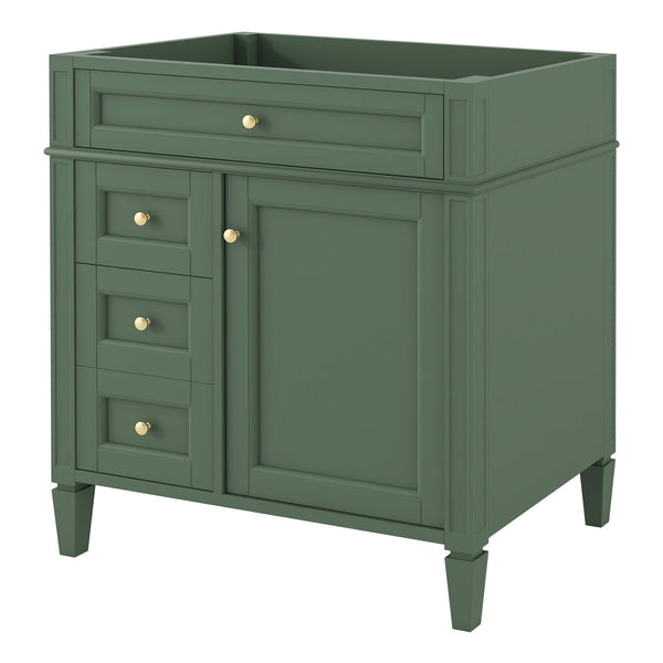 English Elm 30'' Modern Bathroom Vanity Cabinet with Roman Legs, 3 Drawers, Adjustable Shelf, Tip-Out Drawer, Durable MDF/Solid Wood Green N710P236988F