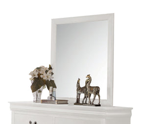 English Elm Louis Philippe Framed Wall Mirror White Wood Veneer Accent for Bedroom or Entryway B2726P252735