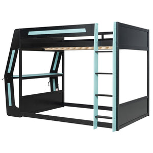 English Elm Full-size Gaming Loft Bed with Integrated Rgb Desk Usb Ports and Esports Frame Blue LT000239AAC