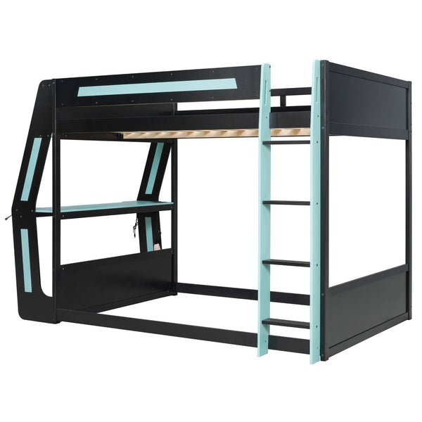 English Elm Full-size Gaming Loft Bed with Integrated Rgb Desk Usb Ports and Esports Frame Blue LT000239AAC