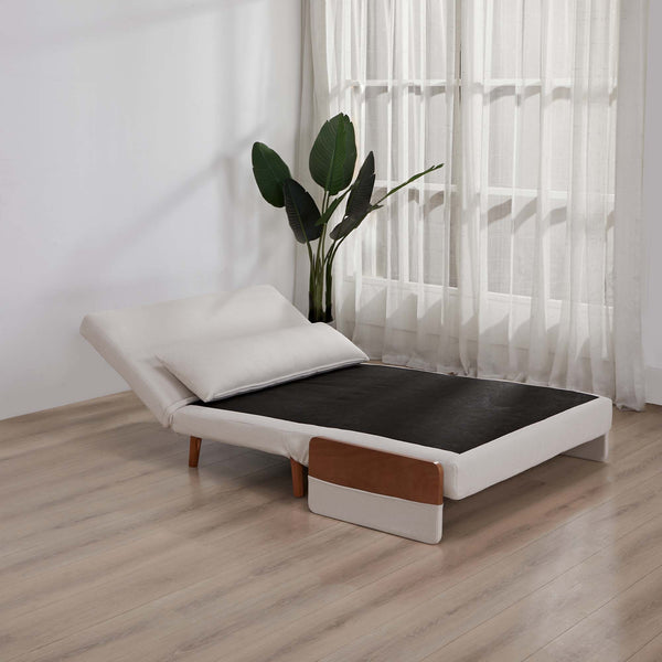 English Elm TRIO Extra Loveseat sleeper sofa bed converts in 10s with 3-position backrest, breathable linen, silent hinges for small spaces Beige W3391P325413