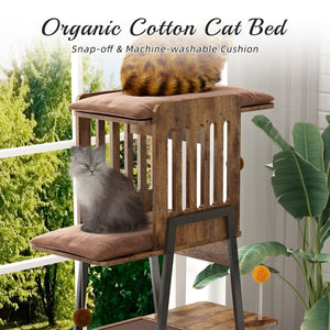 English Elm Modern 58 Inch Cat Tower with Sisal Scratching Mat Hammock and Perch for Large Breeds W2641P460041