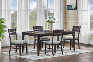 English Elm 2pc Dark Oak Dining Chairs with Gray Upholstered Seats, Solid Wood Frame, Stylish Comfort & Durability B2741P370879