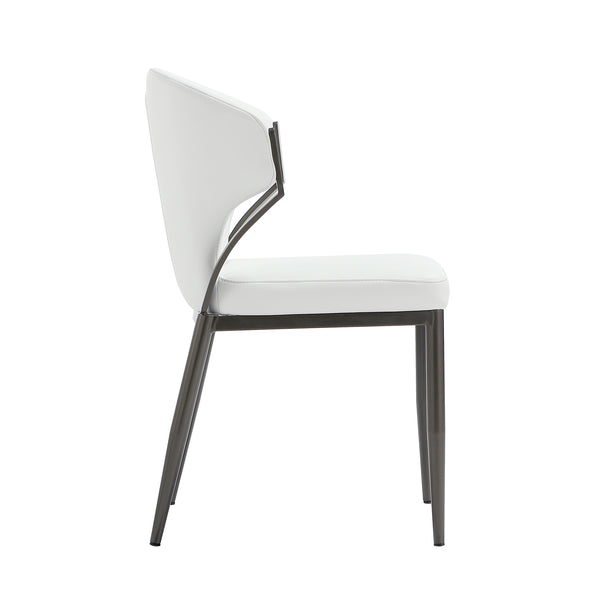 English Elm Kirsten Wood Vegan Leather Dining Chair with Plush Foam Seat, Grey Metal Frame, Industrial Chic Finish White B365P397836