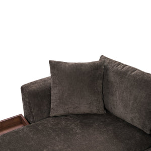 English Elm Sectional Chenille L-Shaped Sofa with Hidden Wooden Storage, Deep 18.9" Seats & Pocket Springs Brown N719S001970D