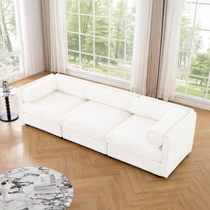 English Elm Elegant White Chenille Sofa With Hidden Storage, Ergonomic Support, & Modular Design For Modern Living W714S01037