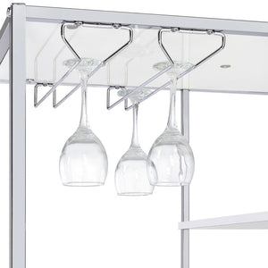 English Elm Draper Gloss White Led Wine Cabinet with Chrome Frame and Open Bar Shelving B062P441294
