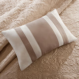 Madison Park Attingham Transitional 7 Piece Quilt Set with Euro Shams and Throw Pillows MP13-240 Beige