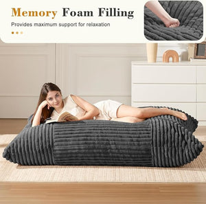 English Elm Ergonomic Oversized Corduroy Bean Bag with Washable Cover for Cozy Living Spaces W3737P423705