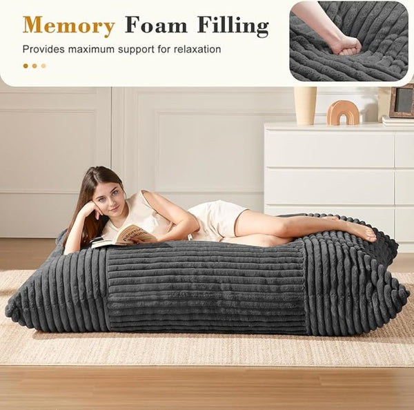 English Elm Ergonomic Oversized Corduroy Bean Bag with Washable Cover for Cozy Living Spaces W3737P423705