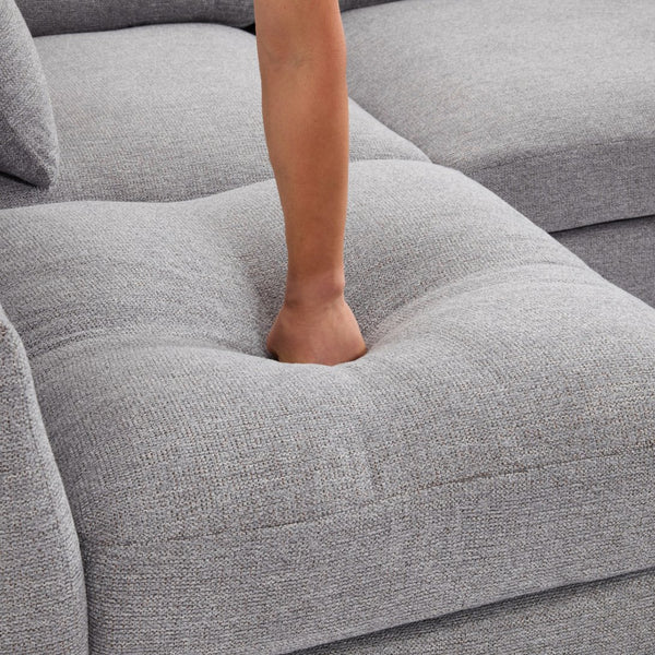 English Elm 86.6" Sectional Sofa Modular U-Shape Convertible Sofa Bed with Movable Ottoman, USB Ports & Chenille Comfort LIGHT GREY N719S002130R