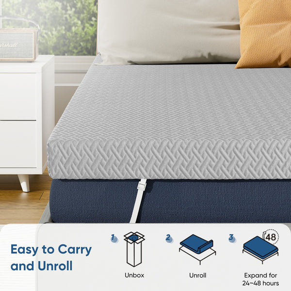 English Elm 3 3-Inch Gel Infused Memory Foam Mattress Topper Cal King Cooling Bamboo Cover Anti-Slip T3950P401150