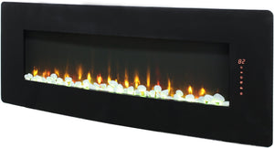 English Elm 48 Inch Curved Wall Mounted Electric Fireplace with Multi Color Flame Ember Bed W1769P199008