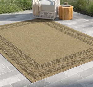 English Elm Earth Jute/Mocha Indoor/Outdoor Area Rug 2'7"X7'3" - Durable, Kid-Friendly, Easy To Clean Design B186P198831