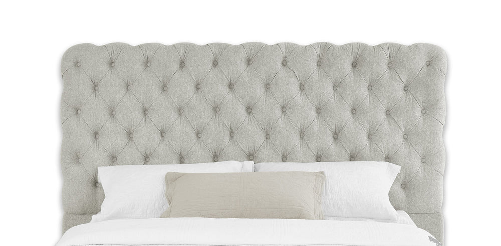 English Elm 1Pc Contemporary Upholstered King Bed With Tufted Headboard & Footboard In Soft Dove Gray Elegance B011S01656