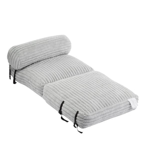 English Elm Christopher Knight Home® - Latina Cloud-Like Foldable Bean Bag Lounge Chair with Cylindrical Pillow, Light Gray Comfort Retreat N775P265519G