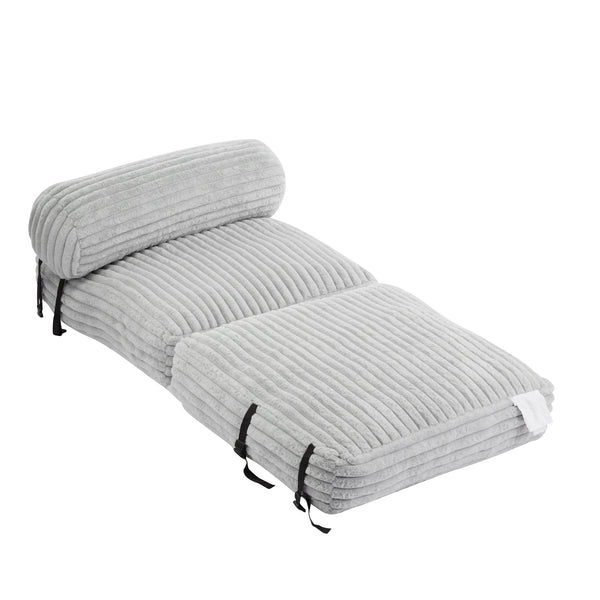 English Elm Christopher Knight Home® - Latina Cloud-Like Foldable Bean Bag Lounge Chair with Cylindrical Pillow, Light Gray Comfort Retreat N775P265519G