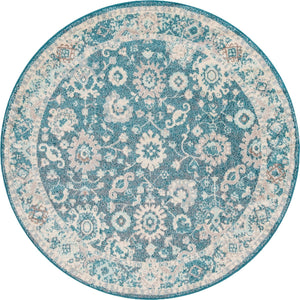 Unique Loom Penrose Krystle Machine Made Floral Rug Turquoise, Beige/Blue/Light Brown 6' 1" x 6' 1"