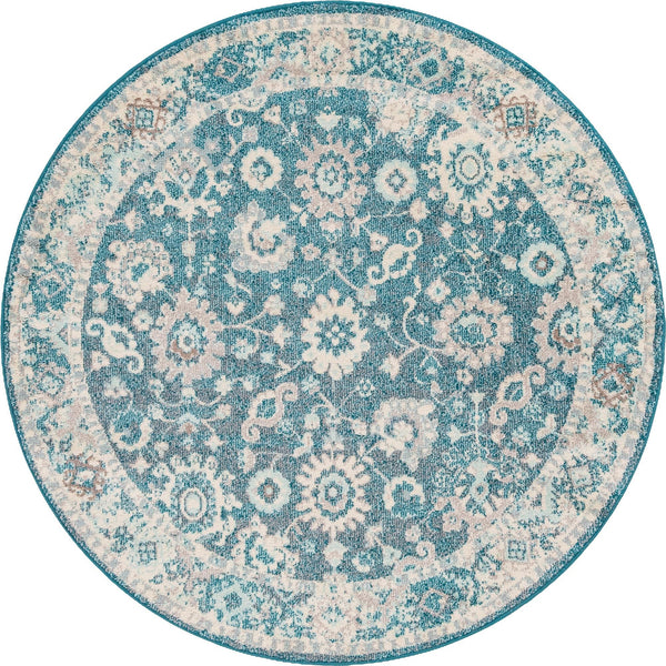 Unique Loom Penrose Krystle Machine Made Floral Rug Turquoise, Beige/Blue/Light Brown 6' 1" x 6' 1"
