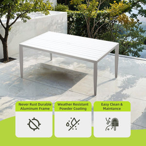 English Elm Outdoor Patio Aluminum 40"X70" Two-Tone Table - Modern Design, Lightweight, Umbrella Hole & Safe Edges W1886P164363-GIGA
