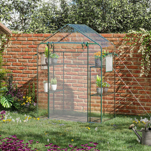 English Elm Outsunny Walk-in Portable Garden Greenhouse 6 Shelf Trellis Mesh Vent Cover W2225P229759