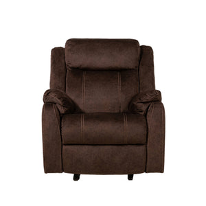 English Elm SONET Domino Upholstered Suede-Like Recliner Chair with Firm Cushy Seat and Light Rocking Comfort Coffee 35 L x 30.3 W x 26 H B201P216043