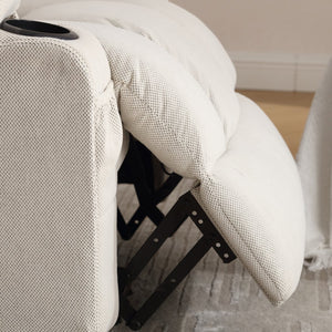 English Elm Swinging reclining massage sofa with 360° swivel, heated 8-point massage, USB & dual cup holders Beige W1521P303168