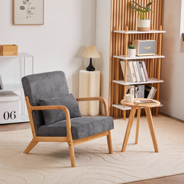 English Elm Mid-Century Accent Chair & Coffee Table Set - Vintage Luxury Design For Cozy Living Spaces & Relaxation W2989P362780