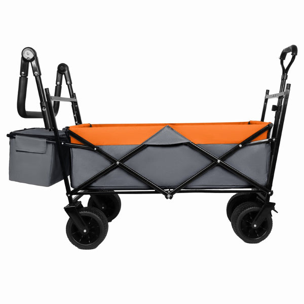 English Elm With Canopy and Steel Frame Collapsible Wagon All-terrain Heavy Duty Outdoor Cart W2932P326776