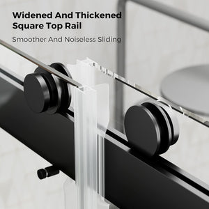 English Elm 56 to 60 Inch Frameless Sliding Shower Door Soft Close Tempered Glass Matte Black W1920P144594