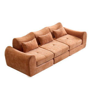 English Elm Modular Cloud Sectional Sofa Bed with Flannelette Upholstery for Flexible Living Orange W1829S00078