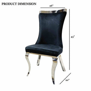 English Elm Glam 2Pc Side Chair Set With Tiger Print Upholstery, Black Finish & Silver Legs For Modern Spaces B2741S00728