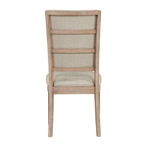 English Elm Light Oak Upholstered Ladderback Dining Chairs Set of 2 – Rustic Acacia Veneer, Beige Seat, 39.5" H B011P238899