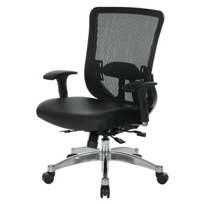 OSP Home Furnishings Vertical Mesh Back Ergonomic Manager Chair with Lumbar Support and Bonded Leather Seat 889-E3T17C63C