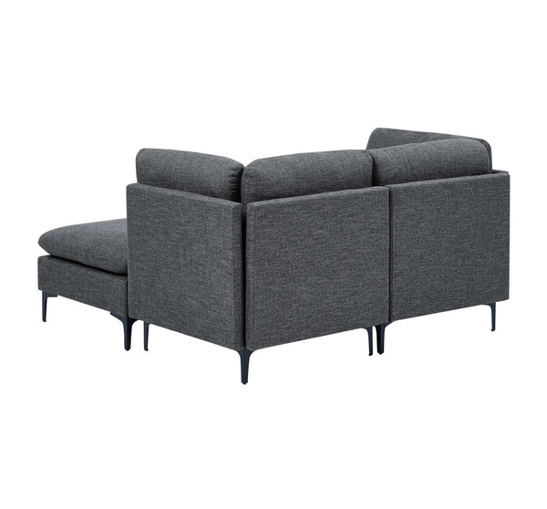 English Elm Linen Upholstered Modular Sectional with Black Metal Legs for Contemporary Living Dark Gray B2748S00104