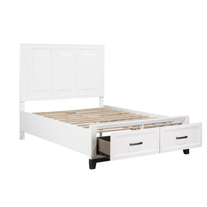 English Elm White Garretson Queen Platform Bed with Built-In Storage Drawers Rustic-Transitional Wood Frame White 63 L x 35.75 W x 4.25 H B011S01492