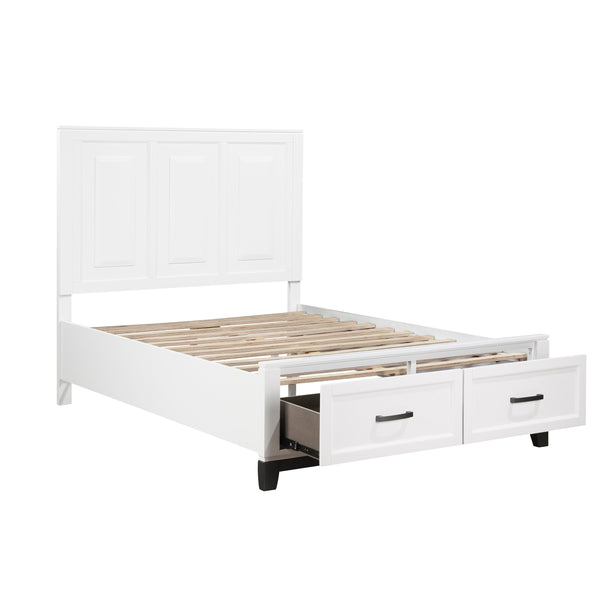 English Elm White Garretson Queen Platform Bed with Built-In Storage Drawers Rustic-Transitional Wood Frame White 63 L x 35.75 W x 4.25 H B011S01492