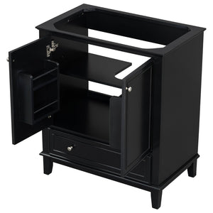 English Elm 30" Matte Black Bathroom Vanity Base Solid Wood Frame Mdf Storage Cabinet Modern N725P186143B