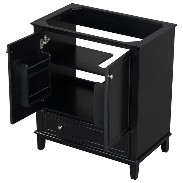 English Elm 30" Matte Black Bathroom Vanity Base Solid Wood Frame Mdf Storage Cabinet Modern N725P186143B