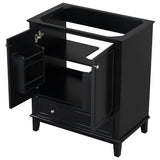 English Elm 30" Bathroom Vanity Without Sink, Base Only, Multi-Functional Bathroom Cabinet With Doors and Drawer, Solid Frame and Mdf Board, Black