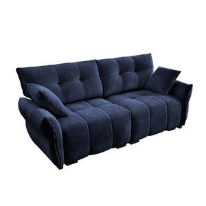 English Elm Premium Two-Seater Sofa with Ergonomic Support, High-Resilience Foam, Luxe Chenille Upholstery, Durable Wood Base Blue W714S01145