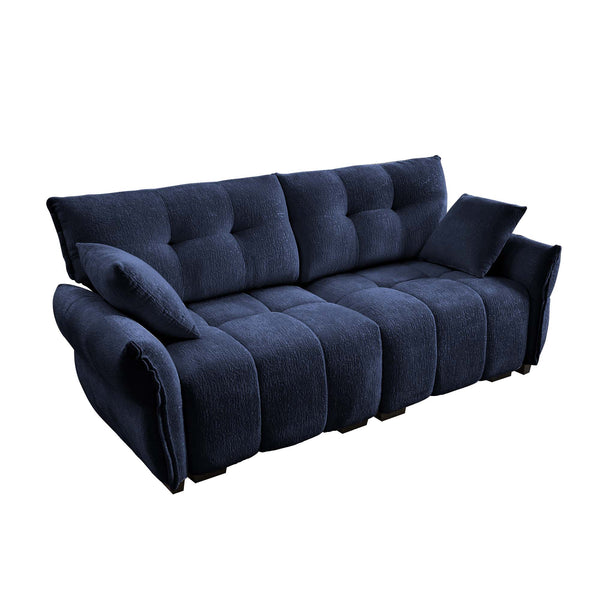 English Elm Premium Two-Seater Sofa with Ergonomic Support, High-Resilience Foam, Luxe Chenille Upholstery, Durable Wood Base Blue W714S01145