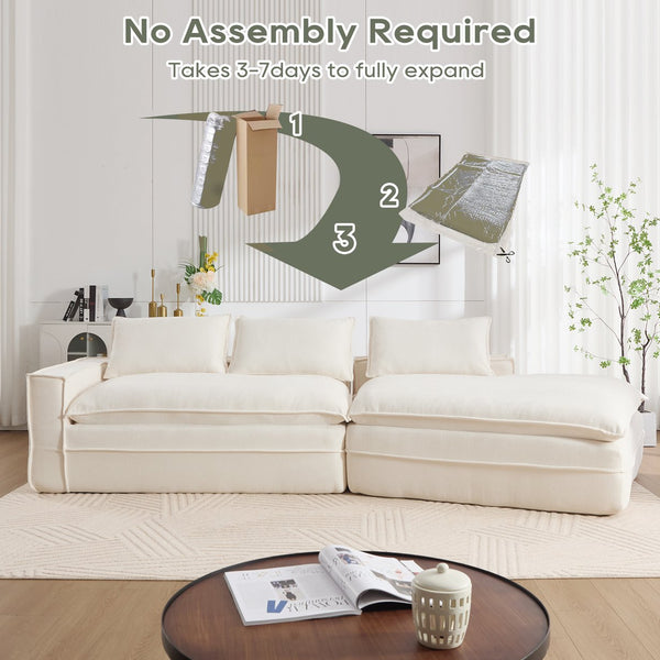 English Elm Modern Minimalist Modular Sectional Sofa - Plush Cloud Couch With Right-Facing Chaise For Cozy Living Spaces W2959S00014