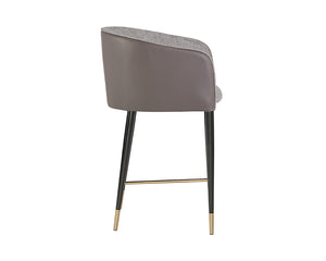 Sunpan Asher Dining Armchair - Modern Barrel Back Design with Black Steel Legs and Elegant Gold Foot Caps Flint Grey / Napa Taupe