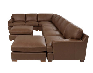 English Elm Leather Match Modular Sectional Sofa Top Grain Upholstered L Shaped Living Room Dark Brown B2748S00029