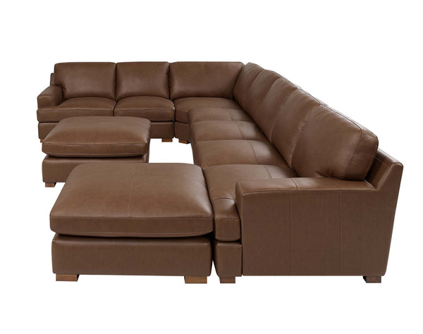 English Elm Leather Match Modular Sectional Sofa Top Grain Upholstered L Shaped Living Room Dark Brown B2748S00029