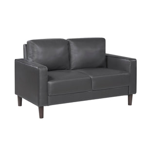 English Elm Modern Malcolm Faux Leather Loveseat with Track Arms and Welt Trim, Solid Wood Frame, Cozy Cushioning Dark Gray 45.5 L x 26 W x 21.5 H B011P395014