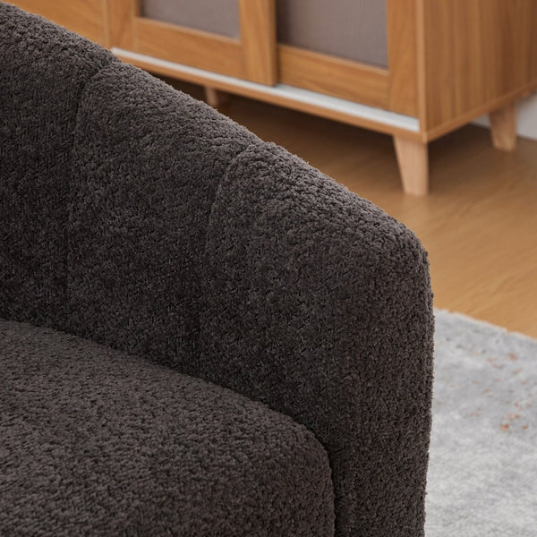 English Elm 31.89 Inch Chenille Tufted Swivel Barrel Armchair Pumpkin Sculpted Design for Living Rooms Charcoal W3098P397228