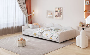 English Elm Twin Sherpa Upholstered Daybed with Cloud-Shaped Backrest, Cozy Sofabed Design, No Box Spring Needed White 42.5 L x 25.5 W x 8 H N733P234602K